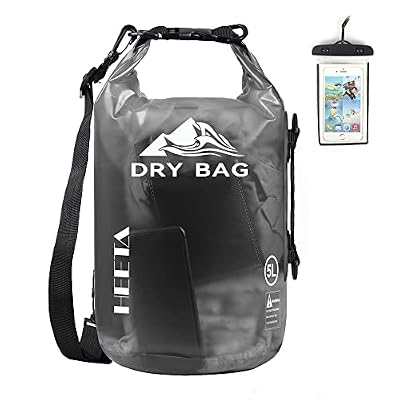 HEETA Dry Bag Waterproof Backpack with Phone Case (Transparent Black, 20L)