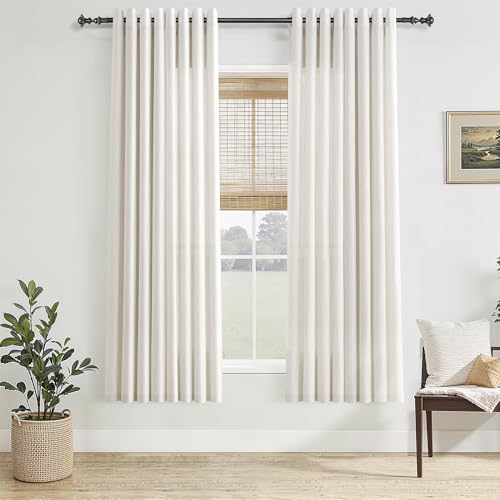 Jowels Natural Linen Grommet Curtains 70 Inch Long 2 Panels for Living Room