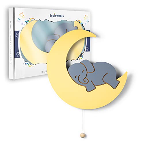 Lumipets Lighted Elephant And Moon, Wall Mounted Lighted Moon Lamp, Battery Operated Elephant Light Sign – Lightweight Crescent Moon Night Light For Babies, Toddlers, Kids, 17.7 X 11.2 X 1.5-Inch #TOP6