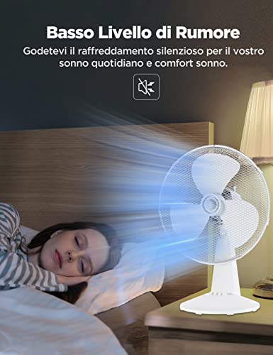 Midea FT40-21M Ventilateur de table 40 W Diamètre 40 cm Ventilateur silencieux Ventilateur à 3 pales, 3 niveaux de vitesse, oscillation 80° Blanc – vue 4