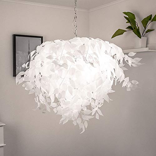 Reality Leuchten Lampa wisząca Leavy R10464001, metal nikiel matowy, klosz z tworzywa sztucznego biały, 4 x E14, 70 x 70 x 150 cm