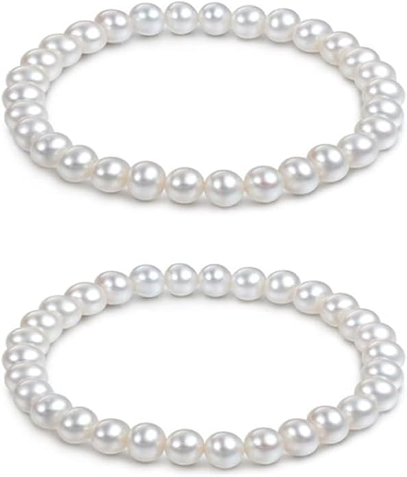Faux Pearl Off-White Bracelet Set for Women – Elegant Pearl Bead Bracelets, Stylish and Versatile Fashion Accessory for Women and Girls (2 Pcs)-image-3