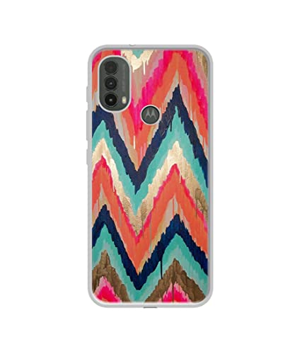 Image of Colorful Zig-Zag Lines Art Design Printed Silicon Soft TPU Back Case Cover for Motorola Moto E30 4G / E40 4G