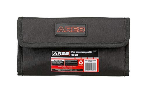 Ares 70057-12-Piece Interchangeable File Set - High Strength Carbon Steel Files - Convenient Storage Pouch Included #TOP3