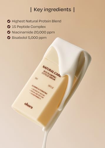 ohora Natural Care Rice Plumping Cuticle Serum – Hydrating Nail Serum with Rice & Soybean Extract, Collagen, Vitamin E & Peptides – Fast-Absorbing, Non-Greasy Nail & Cuticle Care