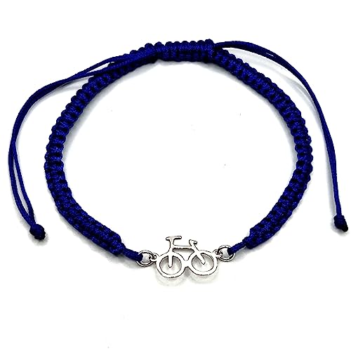 MASBARATA PULSERA MACRAME CON BICICLETA EN PLATA DE LEY