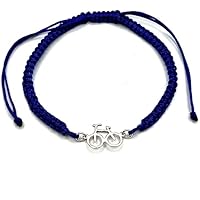 MASBARATA PULSERA MACRAME CON BICICLETA EN PLATA DE LEY