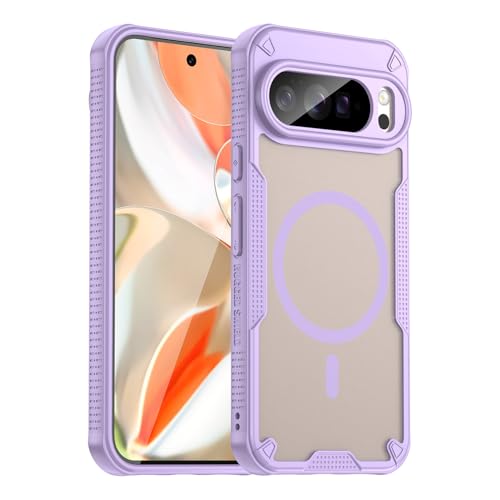 �X�}�z�P�[�X �Ή��@�� for Google Pixel 9 Pro XL/Pixel 10 Pro XL �}�O�l�b�g�� �X�}�z�P�[�X�y�J���������Y�ی� �ϏՌ� 2-in-1�FPC���w�ʃp�l���{TPU�zPurple