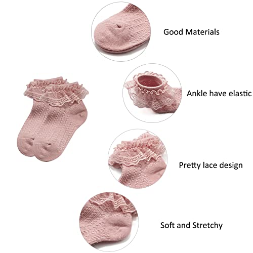 Durio Baby Girl Socks Frilly Baby Socks 0-3 Months Soft Baby Socks 6-12 Months Lace Baby Girl Ruffle Socks Baby Socks Newborn Aa White&Beige&Green 0-12 Months #TOP4