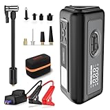 Tire Inflator Portable Air Compressor with Electric Air Duster and Car Jump Starter: 150PSI Cordless Bike Pump - 130000RPM - 1000A up to 6.0L Gas and 3.0L Diesel Engine for Cars, Outdoor, Home