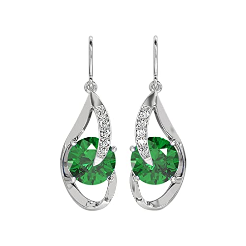 Image of CLARA 925 Sterling Silver Dark Green Eye Pendant Earring Chain Jewellery Set | Rhodium Plated, Swiss Zirconia | Gift for Women & Girls
