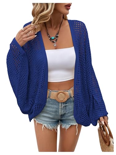 Image of Verdusa Women's Oversized Summer Cardigan Lightweight Sweater Crochet Knit Beach Cover Up Spring Vacation Outfits