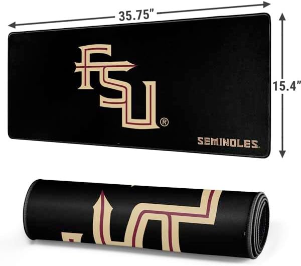 Skinit Extra Large Gaming Mouse Pad - Officially Licensed FSU Seminoles Black Design with Stitched Edges, Waterproof, Non-Slip Rubber Base, Desk Mat for Keyboard & Mouse, 35.75" x 15.4" inches