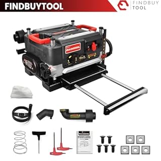 FINDBUYTOOL 13-Inch Thickness Planer with Helical Cutterhead - 2.5HP Motor, 2-Speed (21/12 FPM), 40 Carbide Inserts, Precision Depth Adjustment, Dust Port, LED Light- Professional Woodworking Tool