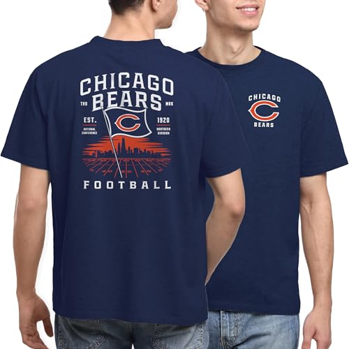Junk Food NFL - Unisex Adult Short Sleeve Fan Tee - Chicago Bears Field Flag - Officially Licensed - Navy - Large