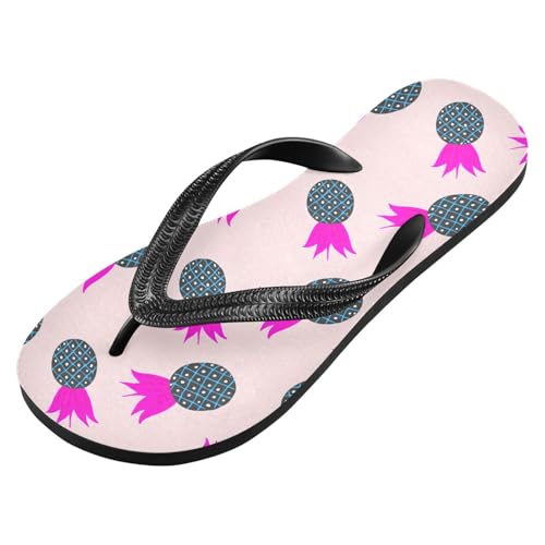 Pineapple Leaves Pink Flip Flops for Beach Thong Sandals Anti-slip Lightweight Flat Slippers for Indoor Outdoor House2