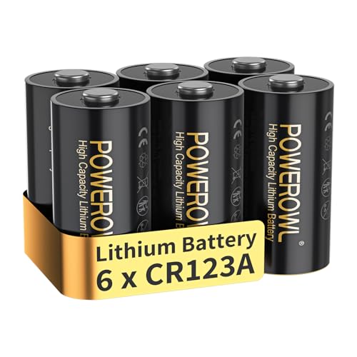 POWEROWL CR123A 3V Lithium Battery 6 Pcs 123 Batteries (CR123 / CR 123A / CR17345) for Sensors Keyless Locks Photo Flash and Flashlights - (Non-Rechargeable)