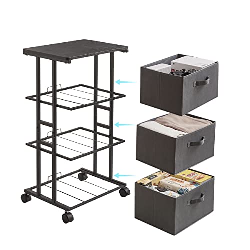 Max Houser Dresser Tower With 3 Drawers,Fabric Dresser Drawer Organizer Unit,Dresser Chest With Wood Top,Vertical Storage Dresser,Small Dresser For Bedroom,Office,Grey #TOP3