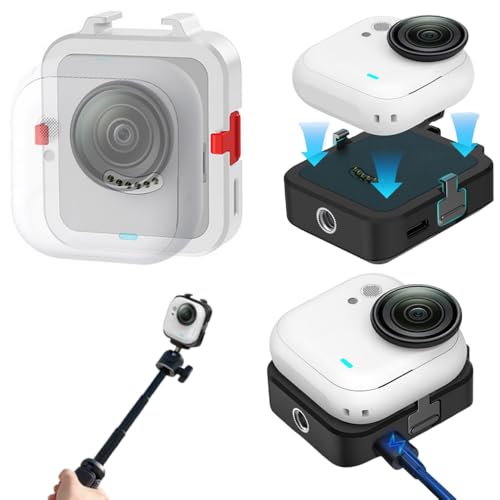 Insta360 Go Ultra �Ή� �[�d�x�[�X �}�O�l�b�g���[�d�h�b�N �f�[�^�]�����T�|�[�g �_�u���Œ� ���肵�����t�� �y�ʂŎ����^�тɕ֗� �z�b�g�V���[�X���b�g��1/4�l�W���t�� (�z���C�g)