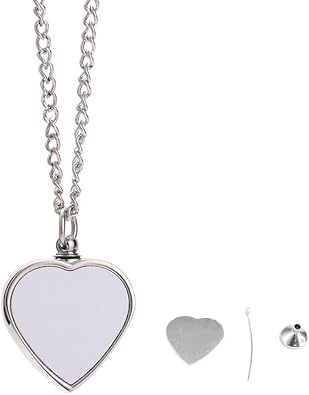 XISAOK Sublimation Blanks Photo Picture Necklaces Heart Urn Pendant Necklaces Cremation Jewelry Dog Label Craft for Men Women