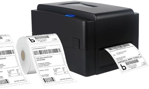 High-Speed Shipping Label Printer 127mm/s, 300DPI, Compatible with Etsy, Shopify, Ebay, Royal Mail, DHL, DPD, Evri, with Built-in Cutter for Business Efficiency