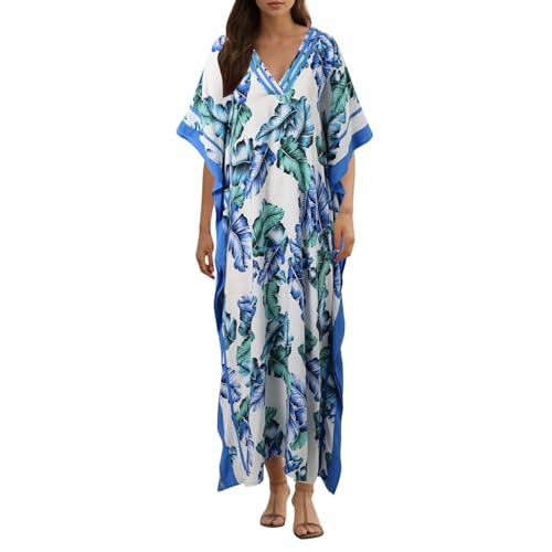Vestidos de talla grande con estampado elegante y cuello en V estilo traje de baño