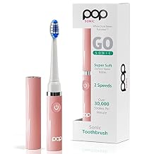 Pop Sonic Electric Toothbrush Pastel Pink - Travel Toothbrushes w/AAA Battery | Kids Electric Toothbrushes with 2 Speed & 15,000-30,000 Strokes/Minute, Dupont Nylon Bristles