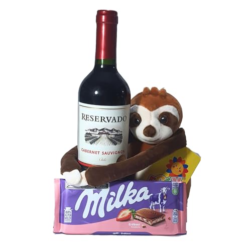 Presente Criativo Bicho Preguiça Pelúcia Vinho Milka Pronto Para Presentear