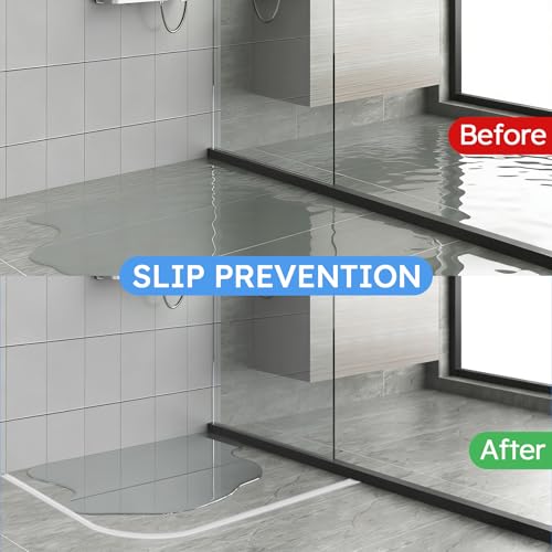Exsink 200cm Schwallschutzleiste Dusche Selbstklebend Transparent, Flexibles Silikon Wasserstopper Dusche, Nass-Trennung im Bad, Schnell Installieren, Geeignet für Badezimmer und Küche