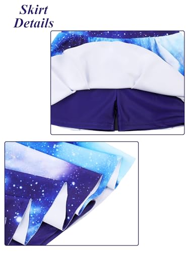 Image of Girls Rash Guard 2 Pieces Bathing Suit UPF50+ Swimsuit with Swimming Skirt Swimwear 2-14Y
