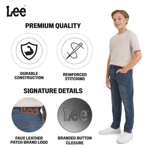 Jean en denim extensible coupe droite garçon taille ajustable sans serrer