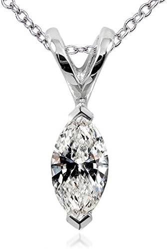 Kobelli Diamond Solitaire Marquise 1/4 Carat in 14K White Gold