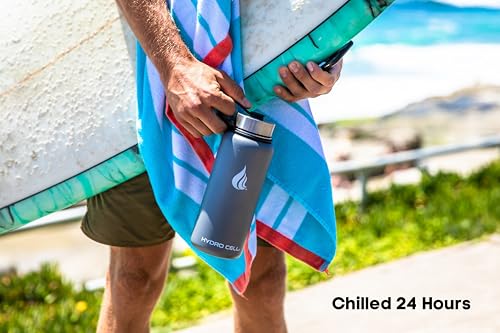 Image of HYDRO CELL Stainless Steel Insulated Water Bottle with Straw - For Cold & Hot Drinks - Metal Vacuum Flask with Screw Cap and Modern Leakproof Sport Thermos for Adults (Graphite 32oz)
