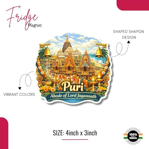 Image of Apna Gift Wooden Fridge Magnet Sticker for Refrigerator Door | Multipurpose Office Magnet for Home Kitchen Decor | Souvenir Gift Travel Memory Fridge Decoration | 4 x 3 Inch Wooden Magnet (Puri)