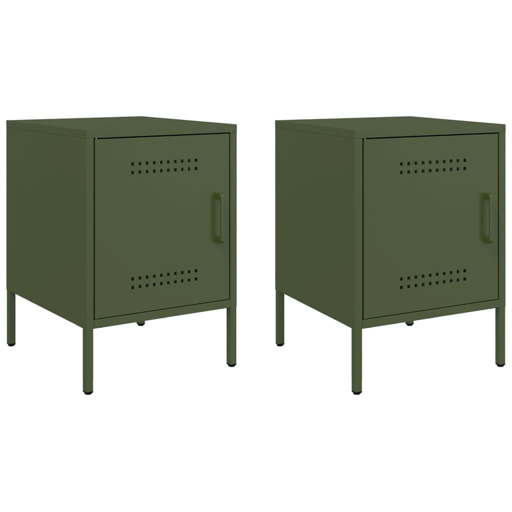 Table de chevet en acier vert olive design minimaliste Lot de 2 petites tables haut de gamme