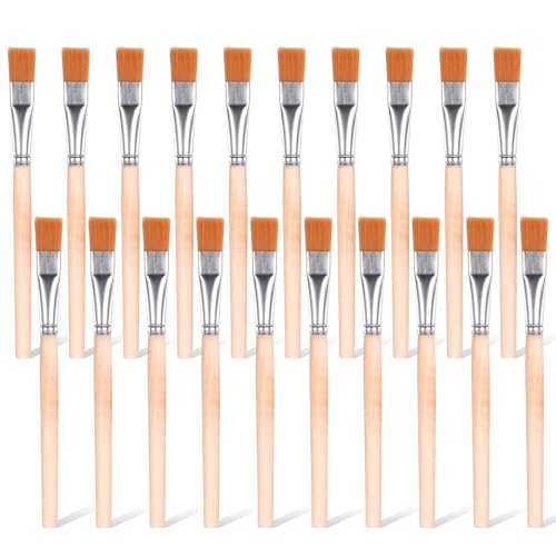 cobee 20 Pcs Wooden Handle Flat Paint Brushes, Craft Paint Brushes Small Paint Brushes, Multi-Purpose Cleaning Artist Brushes Painting Tools Glue Brushes Woodworking for Home DIY Adult
