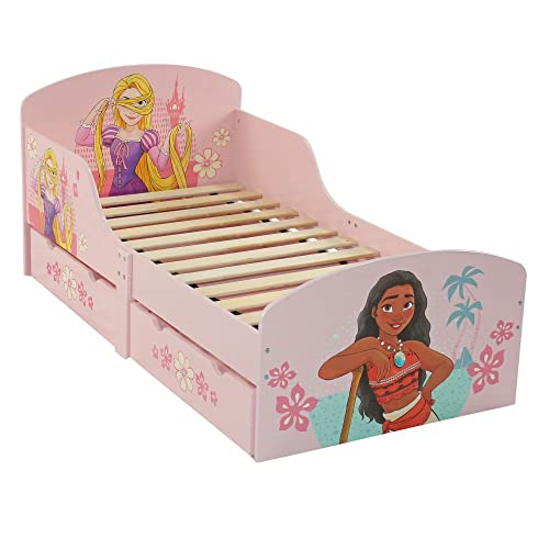 Disney Princess Toddler Bed: Sturdy Engineered Wood Construction, Guarded Sides, Wooden Slats, Fits 140cm x 70cm Mattress (Mattress not included)