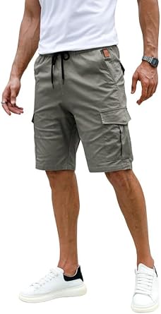 Elegancity Kurze Hosen Herren Cargo Shorts Sommer Freizeithose Kurze Elastische Taille Chino Shorts Mit 6 Taschen S-XXL