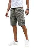 Elegancity Mens Combat Cargo Work Shorts Casual Summer Cotton Jogging Short Regular Fit with Pockets (Grey, Large)