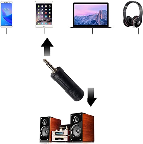 SHANFEILU 3.5mm 3 Pole Male Plug to 6.35mm Female Stereo Jack Audio Adapter 1/4 inch Female to 1/8 inch Male Headphone Microphone Converter Connector 2-Pack - Image 3