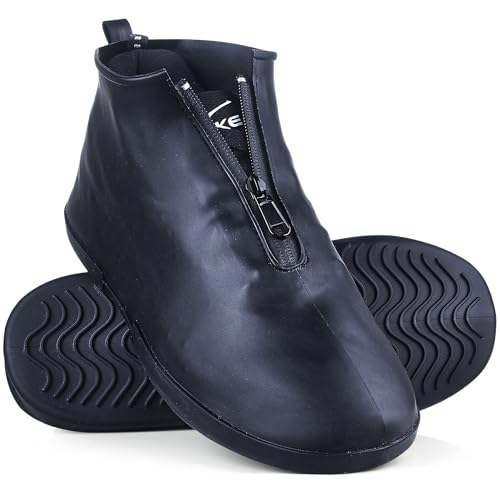 Waterproof Shoe Covers Slip-Resistant Overshoes Newly Upgraded and Latest Model for Men Women, Reusable Rain Boots for Outdoor, Cycling, Hiking, Work (Black, L (Women 7.5-10.5, Men 6.5-9))