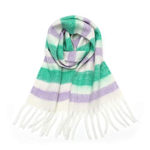 Preisvergleich Produktbild MENG Damen-Schal, kariert, Kaschmirimitat, dick, mit Quaste, warm, Regenbogenhaar, B12