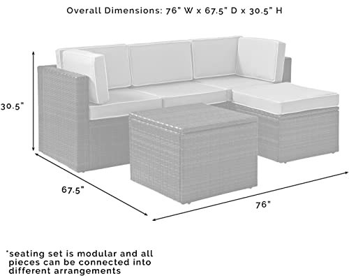 Crosley Furniture Ko70011Br-Gy Palm Harbor Outdoor Wicker 5-Piece Sectional Seating Set, Brown With Gray Cushions #TOP3