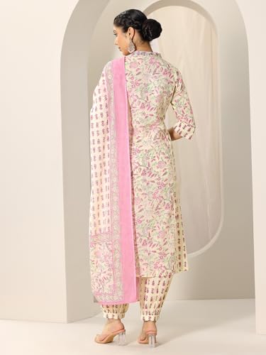 Image of Libas Printed Cotton A-Line Kurta With Salwar and Dupatta