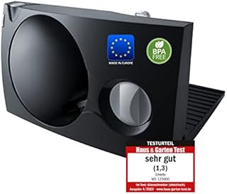Emerio MS-125000.1 uniwersalna krajalnica, wyprodukowana w UE, nóż ze stali nierdzewnej, wyprodukowany w Niemczech, regulowany 0-17 mm, bez BPA, oszczędność miejsca, składany, z wyłącznikiem