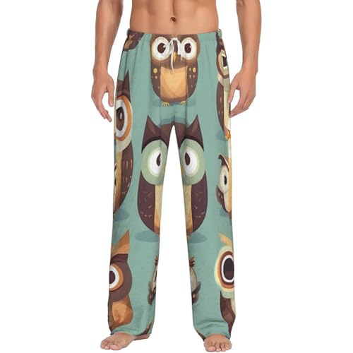 Pantalon pyjama homme polaire imprimé chouette rigolo le cadeau idéal chaud et doux