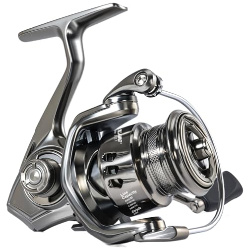 Sougayilang Spinning Reel - 5.2:1 Gear Ratio, 12+1 Bearings Freshwater Saltwater Fishing Reel, Ultra-Smooth CNC Aluminum Spool, Lightweight & Powerful for Bass Trout Salmon (Model: 1000)