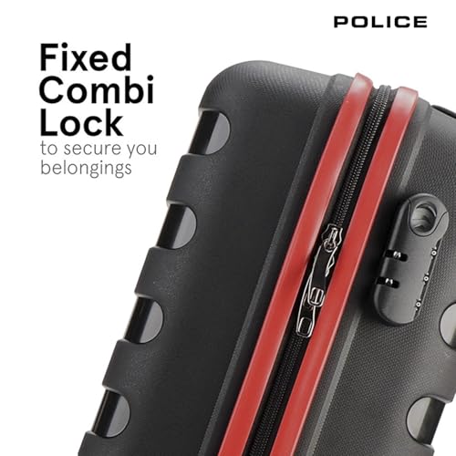 Image of Police Primex Bi-Color Trolley Bag | Hard PP Check-in Suitcase with TSA Lock & 8 Spinner Wheels | Lightweight Travel Luggage for Men & Women | Black /Red (Set of 3)