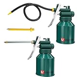 2 Sets Green Metal Oil Can with 3 Spouts-9 in. Flexible,3 in. Straight for lubricating Machinery, Automotive Parts, and Other Equipment requiring Precise oiling