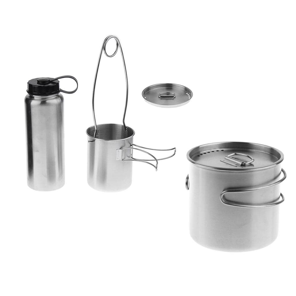 Gobelet de Camping Acier Inoxydable avec Poignée Pliable et Couvercle à Trous d'Aération Échelle Graduée Pratique Adapté aux Activités de Camping